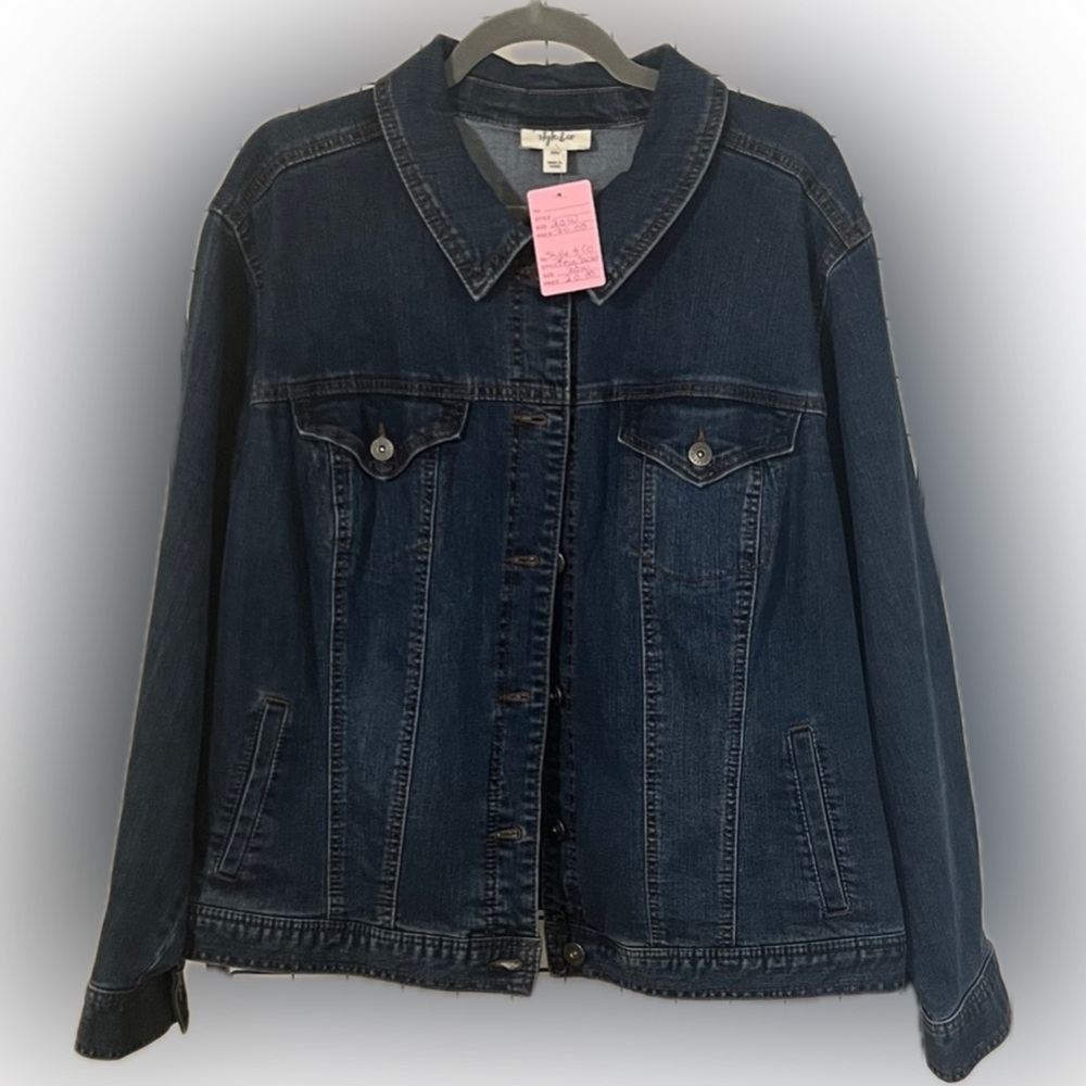Style & Co Dark Wash Denim Jacket Plus Size 20W